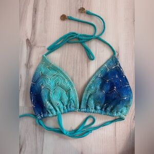 Luli Fama Blue and Teal Bikini Top large